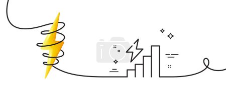 Illustration for Consumption growth line icon. Continuous one line with curl. Electric power up trend sign. Energy chart symbol. Consumption growth single outline ribbon. Loop curve with energy. Vector - Royalty Free Image
