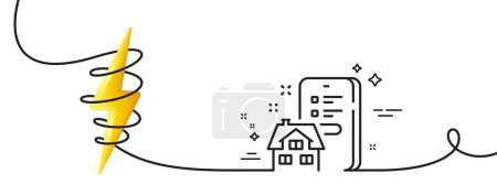 Illustration for Property agency line icon. Continuous one line with curl. Real estate app sign. Realtor service symbol. Property agency single outline ribbon. Loop curve with energy. Vector - Royalty Free Image