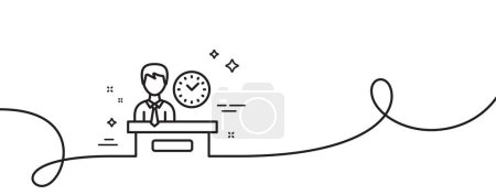 Illustration for Presentation time line icon. Continuous one line with curl. Watch sign. Presentation time single outline ribbon. Loop curve pattern. Vector - Royalty Free Image