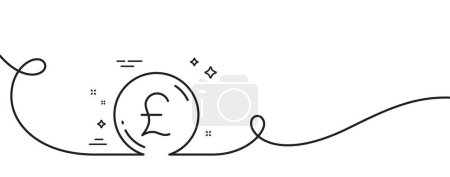 Illustration for Pound money line icon. Continuous one line with curl. Gbp currency sign. Cash coin symbol. Pound money single outline ribbon. Loop curve pattern. Vector - Royalty Free Image
