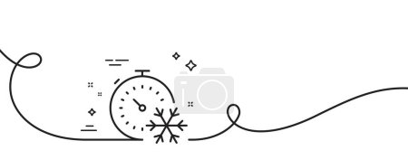 Illustration for Freezing timer line icon. Continuous one line with curl. AC cold temperature sign. Fridge function symbol. Freezing timer single outline ribbon. Loop curve pattern. Vector - Royalty Free Image