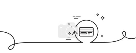 Illustration for Credit card line icon. Continuous one line with curl. Banking Payment card sign. Cashback service symbol. Refund commission single outline ribbon. Loop curve pattern. Vector - Royalty Free Image