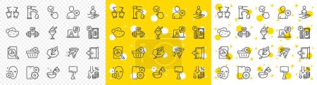 Illustration for Outline Checkbox, Ice cream and Copyright chat line icons pack for web with Entrance, Delete purchase, Music line icon. Face declined, Recruitment, Cooking water pictogram icon. Vector - Royalty Free Image