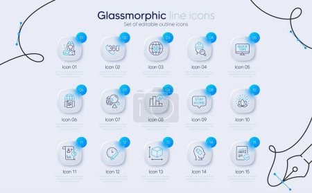Illustration for Set of Decreasing graph, Vaccination schedule and Web tutorials line icons for web app. 5g internet, Checked calculation, Inspect icons. Internet documents, Depression treatment. Vector - Royalty Free Image