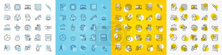 Illustration for Vector icons set of Fake news, Vaccine attention and Lotus line icons pack for web with Square area, Weariness, Online quiz outline icon. Freezing, Dice, People vaccination pictogram. Vector - Royalty Free Image