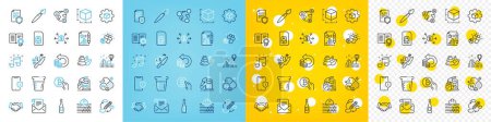 Illustration for Vector icons set of Data security, Cooking beaker and Mail newsletter line icons pack for web with Sim card, Champagne, Bitcoin pay outline icon. Diploma, Smartphone protection. Vector - Royalty Free Image