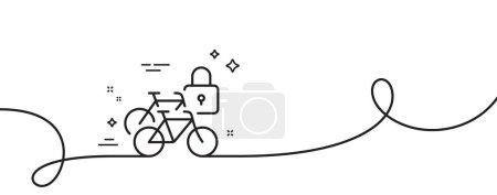 Illustration for Bicycle lockers line icon. Continuous one line with curl. Lock bike transport sign. Outdoor parking place symbol. Bicycle lockers single outline ribbon. Loop curve pattern. Vector - Royalty Free Image