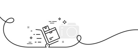 Illustration for Inventory cart line icon. Continuous one line with curl. Wholesale delivery sign. Warehouse boxes symbol. Inventory cart single outline ribbon. Loop curve pattern. Vector - Royalty Free Image