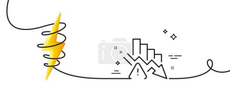 Illustration for Deflation line icon. Continuous one line with curl. Economic crisis sign. Income reduction symbol. Deflation single outline ribbon. Loop curve with energy. Vector - Royalty Free Image