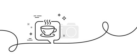 Téléchargez les illustrations : Icône ligne de café chaud. Continu une ligne avec boucle. Panneau de thé. Symbole Café. Ruban de contour unique café. Courbe de boucle. Vecteur - en licence libre de droit