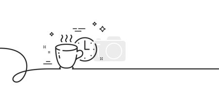 Ilustración de Icono de línea de café. Continuo una línea con rizo. Señal de té caliente desayuno. El símbolo de la hora del café. Descanso de café cinta de contorno único. Patrón de curva de bucle. Vector - Imagen libre de derechos