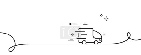 Illustration for Truck delivery line icon. Continuous one line with curl. Express service sign. Transportation symbol. Truck delivery single outline ribbon. Loop curve pattern. Vector - Royalty Free Image