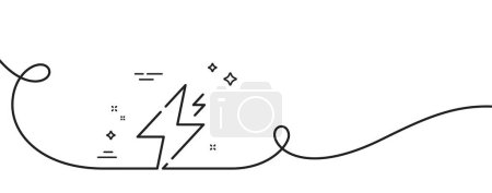 Illustration for Power line icon. Continuous one line with curl. Flash electric energy sign. Lightning bolt symbol. Power single outline ribbon. Loop curve pattern. Vector - Royalty Free Image