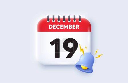Illustration for 19th day of the month icon. Calendar date 3d icon. Event schedule date. Meeting appointment time. 19th day of December month. Calendar event reminder date. Vector - Royalty Free Image