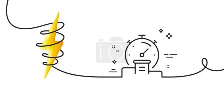 Illustration for Timer line icon. Continuous one line with curl. Stopwatch time results sign. Podium with countdown clock symbol. Timer single outline ribbon. Loop curve with energy. Vector - Royalty Free Image