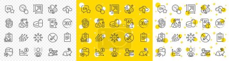 Illustration for Outline Cobalamin vitamin, Yoga balance and Square area line icons pack for web with Medical drugs, Augmented reality, Report line icon. Success business, 360 degrees, Ethics pictogram icon. Vector - Royalty Free Image