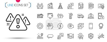 Illustration for Pack of Usd exchange, Wallet and Time management line icons. Include Water glass, Roller coaster, Business person pictogram icons. Search employee, Messenger, Smartphone signs. Vector - Royalty Free Image