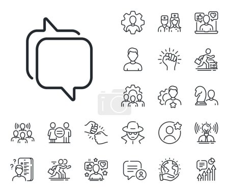 Illustration for Speech bubble sign. Specialist, doctor and job competition outline icons. Messenger line icon. Chat message symbol. Messenger line sign. Avatar placeholder, spy headshot icon. Strike leader. Vector - Royalty Free Image