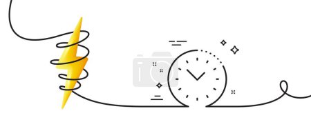 Illustration for Time management line icon. Continuous one line with curl. Clock sign. Watch symbol. Time management single outline ribbon. Loop curve with energy. Vector - Royalty Free Image