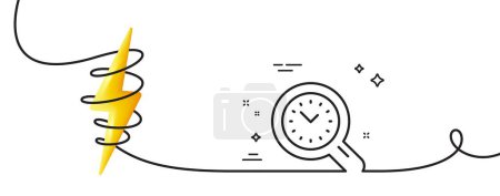 Illustration for Time management line icon. Continuous one line with curl. Clock sign. Work analysis symbol. Time management single outline ribbon. Loop curve with energy. Vector - Royalty Free Image