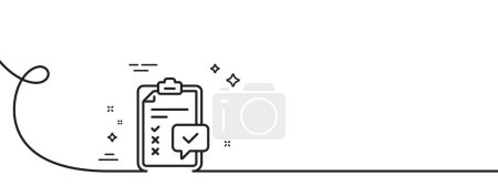 Illustration for Checklist line icon. Continuous one line with curl. Survey report sign. Business review symbol. Checklist single outline ribbon. Loop curve pattern. Vector - Royalty Free Image
