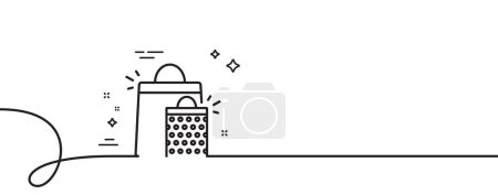 Illustration for Shopping bags line icon. Continuous one line with curl. Sale Marketing symbol. Special offer sign. Shopping bags single outline ribbon. Loop curve pattern. Vector - Royalty Free Image
