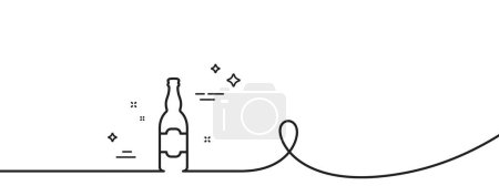 Illustration for Beer bottle line icon. Continuous one line with curl. Pub Craft beer sign. Brewery beverage symbol. Beer bottle single outline ribbon. Loop curve pattern. Vector - Royalty Free Image