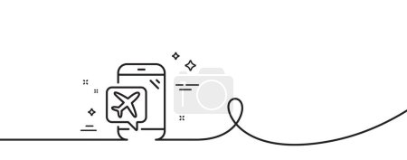 Illustration for Flight mode line icon. Continuous one line with curl. Airplane mode sign. Turn device offline symbol. Flight mode single outline ribbon. Loop curve pattern. Vector - Royalty Free Image