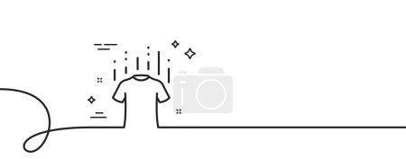 Illustration for Dry t-shirt line icon. Continuous one line with curl. Laundry shirt sign. Clothing cleaner symbol. Dry t-shirt single outline ribbon. Loop curve pattern. Vector - Royalty Free Image