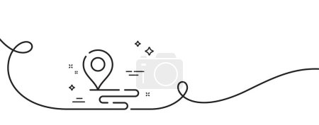 Illustration for Place line icon. Continuous one line with curl. Map pin sign. Gps route marker symbol. Place single outline ribbon. Loop curve pattern. Vector - Royalty Free Image