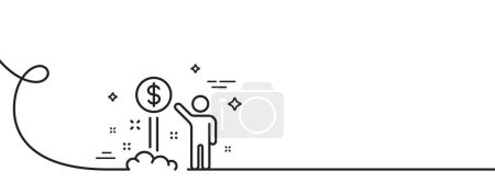Illustration for Income money line icon. Continuous one line with curl. Wealth sign. Credit card symbol. Income money single outline ribbon. Loop curve pattern. Vector - Royalty Free Image
