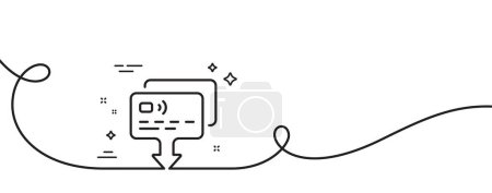 Illustration for Credit card line icon. Continuous one line with curl. Send money payment sign. Receive transaction symbol. Card single outline ribbon. Loop curve pattern. Vector - Royalty Free Image