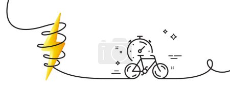Illustration for Bike timer line icon. Continuous one line with curl. Delivery bicycle transport sign. Outdoor transportation symbol. Bike timer single outline ribbon. Loop curve with energy. Vector - Royalty Free Image