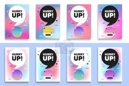 Illustration for Hurry up sale tag. Poster frame with quote. Special offer sign. Advertising discounts symbol. Hurry up sale flyer message with comma. Gradient blur background posters. Vector - Royalty Free Image
