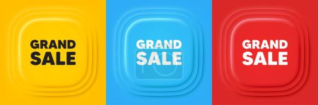 Illustration for Grand sale tag. Neumorphic offer banners. Special offer price sign. Advertising discounts symbol. Grand sale podium background. Product infographics. Vector - Royalty Free Image