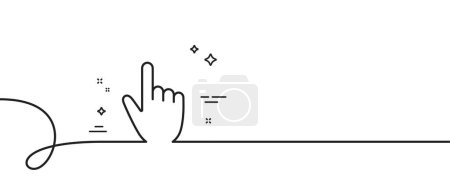 Illustration for Hand cursor line icon. Continuous one line with curl. Click action sign. Finger pointer symbol. Cursor single outline ribbon. Loop curve pattern. Vector - Royalty Free Image