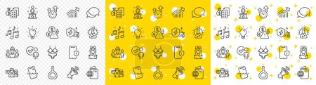 Illustration for Outline Deflation, Messenger and Car charging line icons pack for web with Accounting wealth, Smartphone waterproof, Chemistry lab line icon. Smartphone protection, Cognac bottle. Vector - Royalty Free Image