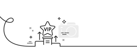 Illustration for Vip podium line icon. Continuous one line with curl. Very important person star sign. Member club privilege symbol. Vip podium single outline ribbon. Loop curve pattern. Vector - Royalty Free Image