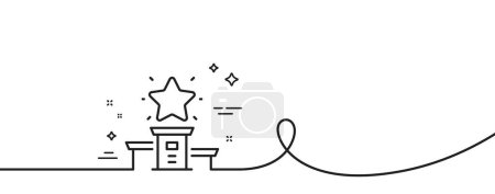 Illustration for Winner podium line icon. Continuous one line with curl. First place sign. Best rank star symbol. Winner podium single outline ribbon. Loop curve pattern. Vector - Royalty Free Image