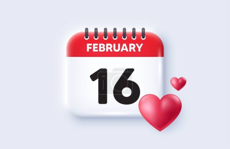 Illustration for 16th day of the month icon. Calendar date 3d icon. Event schedule date. Meeting appointment time. 16th day of February month. Calendar event reminder date. Vector - Royalty Free Image