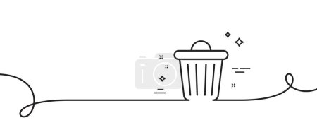 Illustration for Trash bin line icon. Continuous one line with curl. Garbage, waste sign. Delete, remove symbol. Trash bin single outline ribbon. Loop curve pattern. Vector - Royalty Free Image
