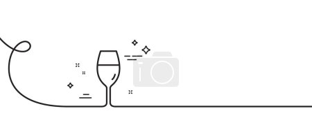 Téléchargez les illustrations : Icône de ligne de verre de vin. Continu une ligne avec boucle. Panneau en verre Bourgogne. Ruban à contour unique en verre à vin. Courbe de boucle. Vecteur - en licence libre de droit