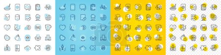 Illustration for Vector icons set of Fake news, World money and Time management line icons pack for web with Smile face, Augmented reality, University campus outline icon. Coffee, Weather forecast. Vector - Royalty Free Image