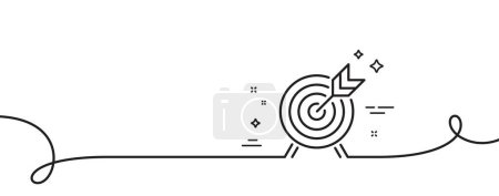 Illustration for Archery line icon. Continuous one line with curl. Amusement park attraction sign. Archery single outline ribbon. Loop curve pattern. Vector - Royalty Free Image