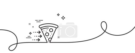 Illustration for Food delivery line icon. Continuous one line with curl. Salami pizza sign. Catering service symbol. Food delivery single outline ribbon. Loop curve pattern. Vector - Royalty Free Image