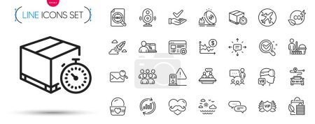 Illustration for Pack of Ice cream, Petrol station and Travel sea line icons. Include Bio shopping, Cleaning, Father day pictogram icons. Startup rocket, Journey, Sms signs. Group, Co2 gas, Gas price. Vector - Royalty Free Image