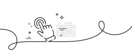 Ilustración de Icono de línea de cursor de mano. Continuo una línea con rizo. Haga clic en signo de acción. Símbolo puntero de dedo. Cursor cinta de un solo contorno. Patrón de curva de bucle. Vector - Imagen libre de derechos