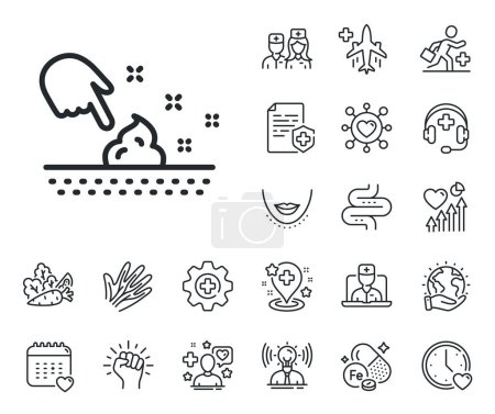 Illustration for Body or Face care sign. Online doctor, patient and medicine outline icons. Skin moisture line icon. Moisturizing cream symbol. Skin moisture line sign. Vector - Royalty Free Image