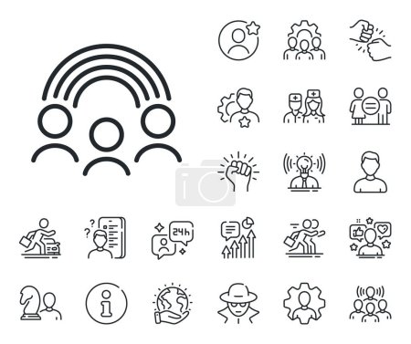 Illustration for Equity culture sign. Specialist, doctor and job competition outline icons. Inclusion line icon. Gender diversity symbol. Inclusion line sign. Avatar placeholder, spy headshot icon. Vector - Royalty Free Image