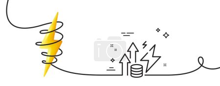 Illustration for Energy inflation line icon. Continuous one line with curl. Electric power up trend sign. Consumption growth symbol. Energy inflation single outline ribbon. Loop curve with energy. Vector - Royalty Free Image